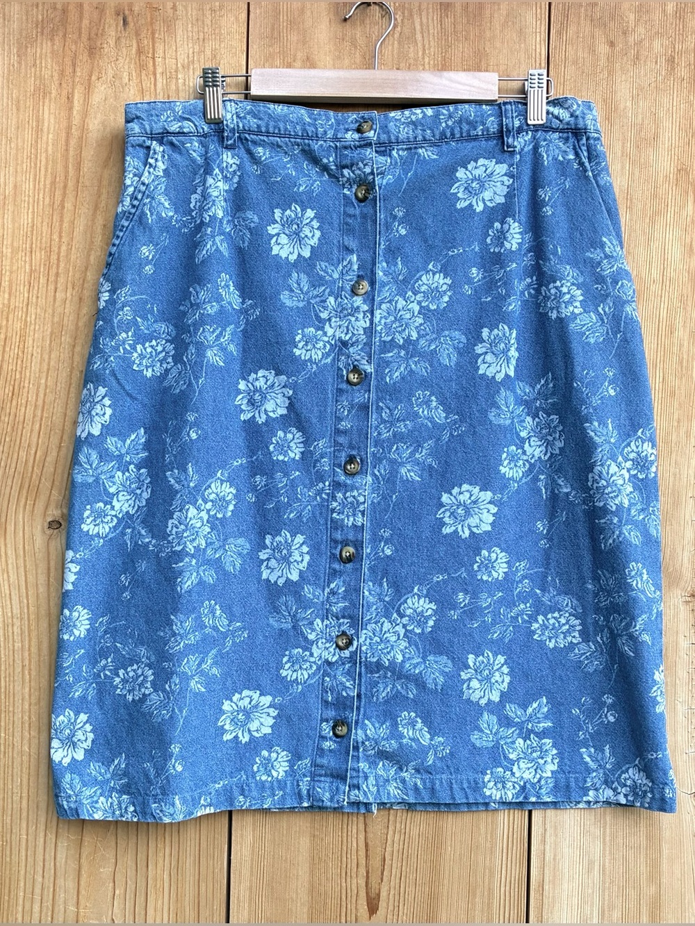Cabin Creek Vintage Floral Denim Skirt Sz Large